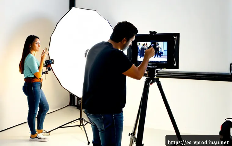 Home 17 영상제작 직무에서의 멘토링 중요성 - Photorealistic video production mentoring session in a bright modern studio in Madrid, experienced H...